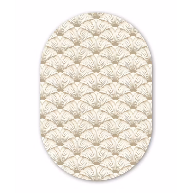 Klassiek - Art - Beige Wandcirkel Ovaal Forex klein 630 -3d