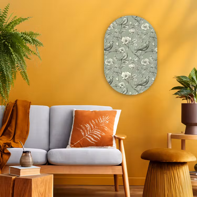 Klassiek - Botanisch - Groen Wandcirkel Ovaal Forex klein 630 -sfeer4
