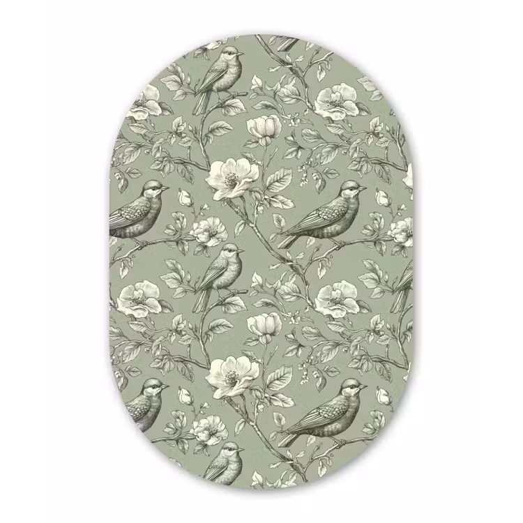 Klassiek - Botanisch - Groen Wandcirkel Ovaal Forex klein 630 -3d