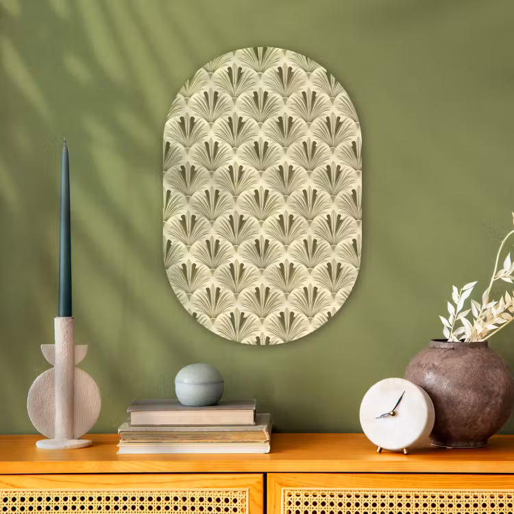 Klassiek - Waaier - Groen Wandcirkel Ovaal Forex klein 630 -sfeer2