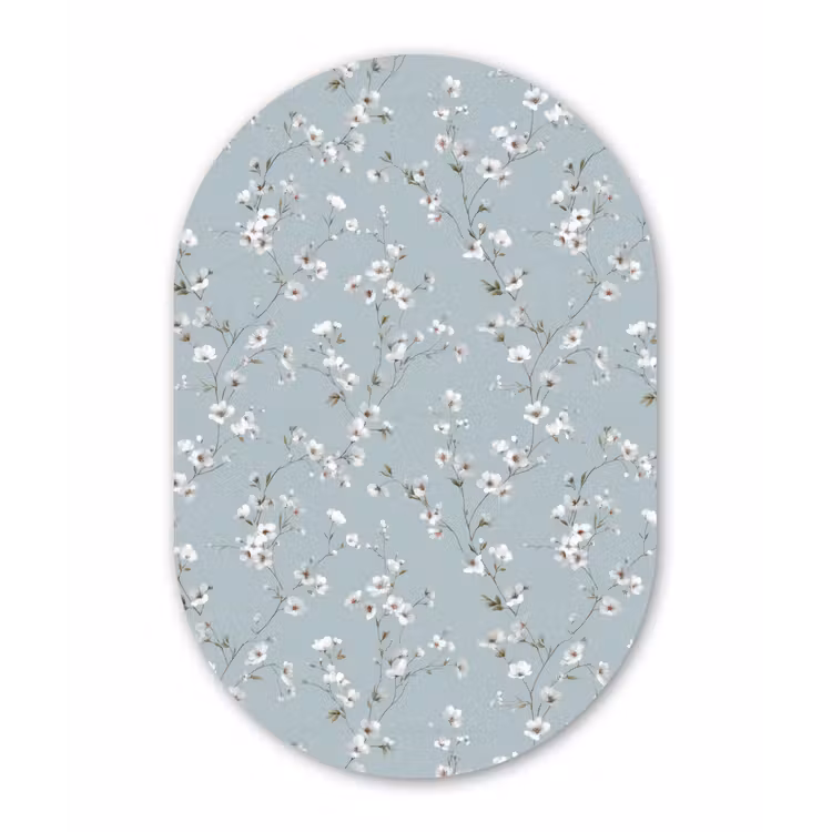 Klassiek - Bloemen - Blauw Wandcirkel Ovaal Forex klein 630 -3d