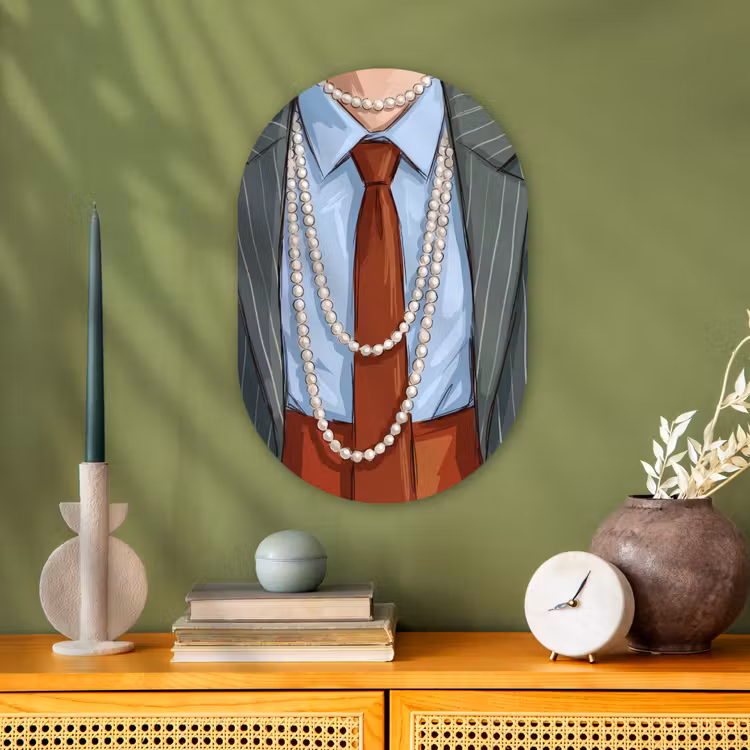 Kleding - Strik - Parels - Klassiek - Mode Wandcirkel Ovaal Forex klein -sfeer2