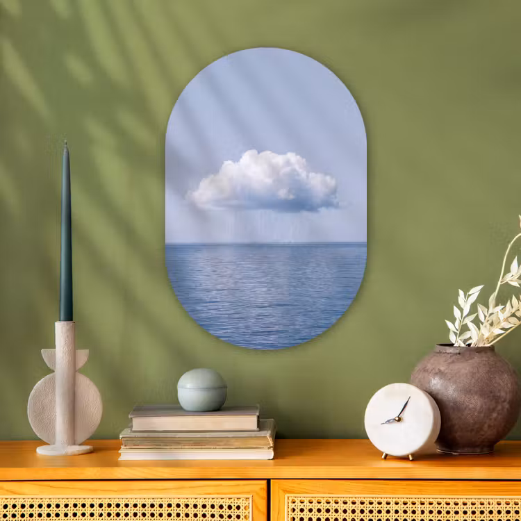 Oval - Plastic - Cloud - Rain - Nature - Wolk - Regen - Natuur Wandcirkel Ovaal Forex klein
