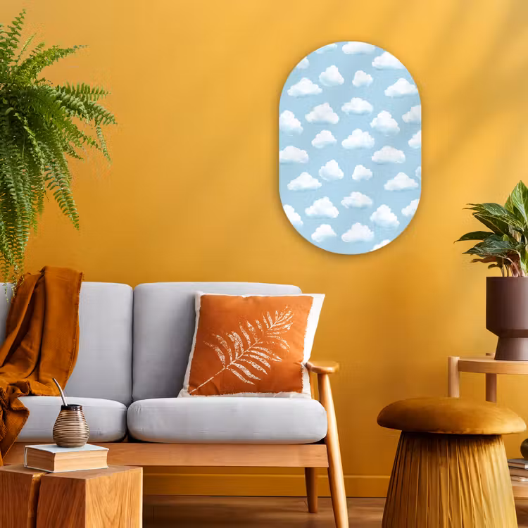Wolken - Illustratie - Blauw Wandcirkel Ovaal Forex klein 630 -sfeer4