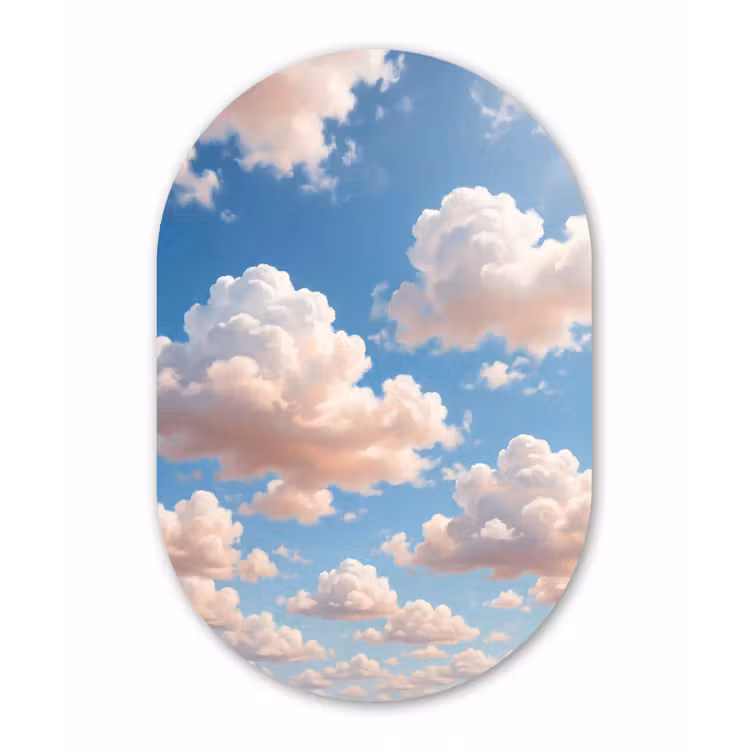 Wolken - Hemel - Natuur - Licht - Blauw Wandcirkel Ovaal Forex klein -3d