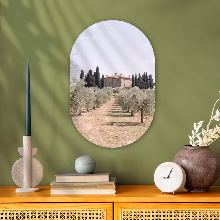 Oval - Plastic - Country house - olive tree - orchard - Landhuis - olijfboom - gaard Wandcirkel Ovaal Forex klein