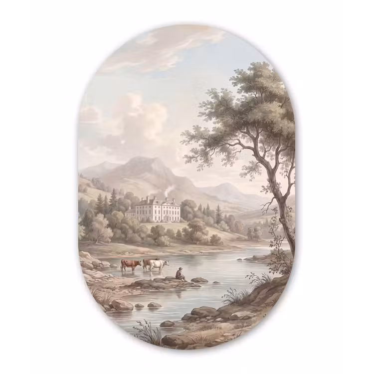 Landhuis - Rivier - Vee Wandcirkel Ovaal Forex klein -3d