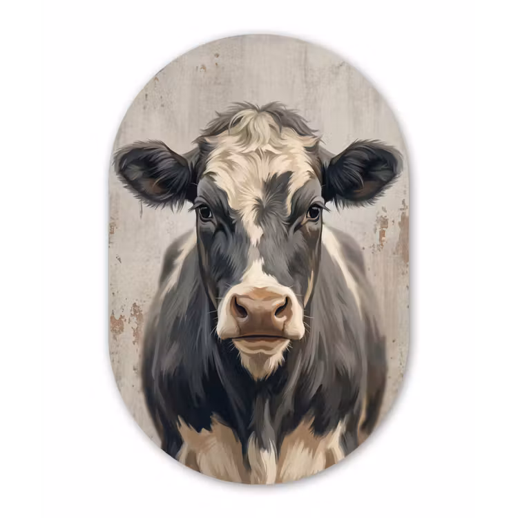 Koe - Portret - Dieren - Modern Wandcirkel Ovaal Forex klein -3d