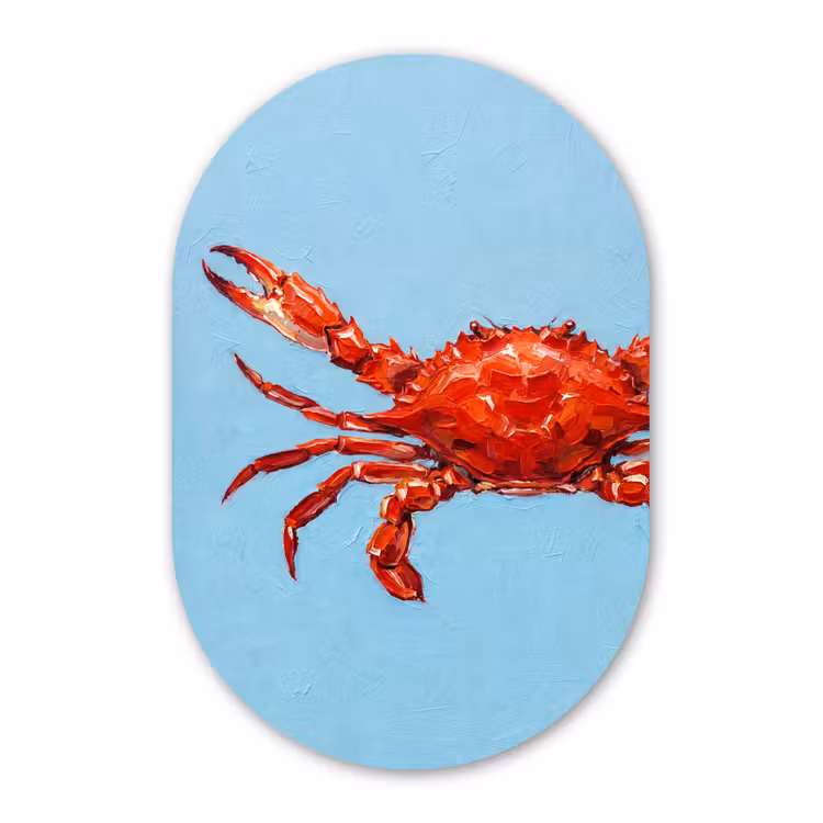 Krab - Zee - Dieren - Abstract - Rood Wandcirkel Ovaal Forex klein -3d