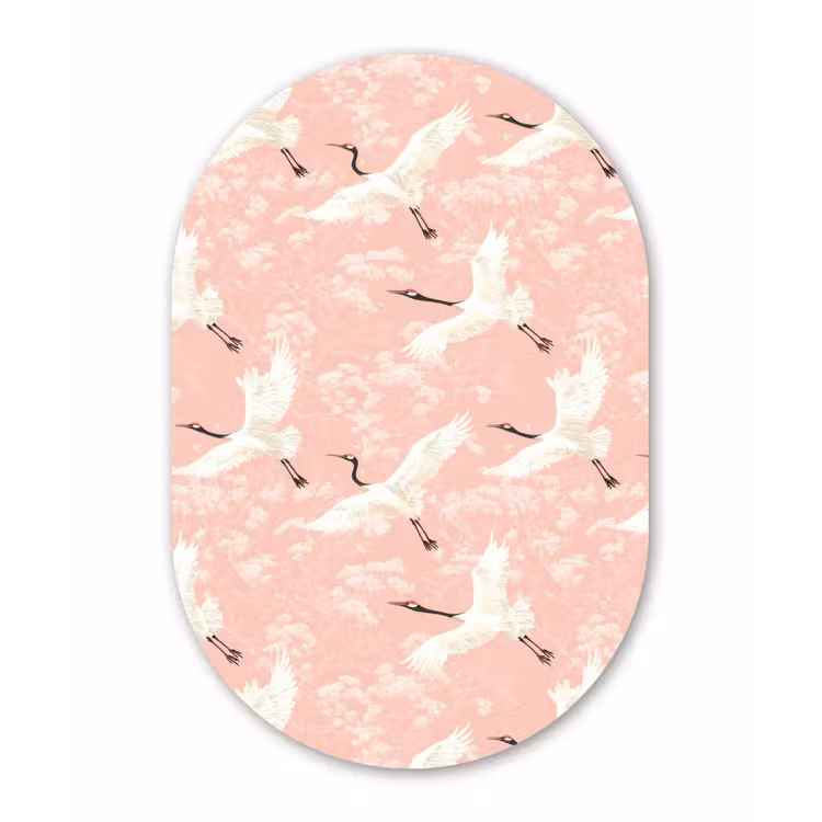 Kraanvogels - Bloesem - Roze Wandcirkel Ovaal Forex klein 630 -3d