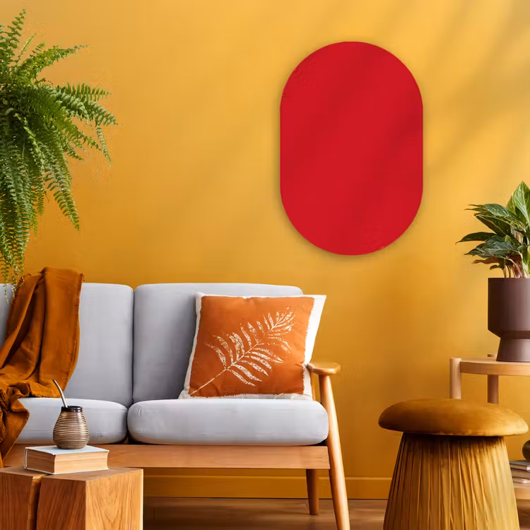 Crimson - Velvet - Rood Wandcirkel Ovaal Forex klein 630 -sfeer4
