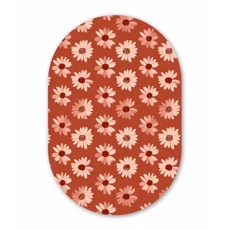 Madelief - Retro - Terracotta Wandcirkel Ovaal Forex klein 630 -3d
