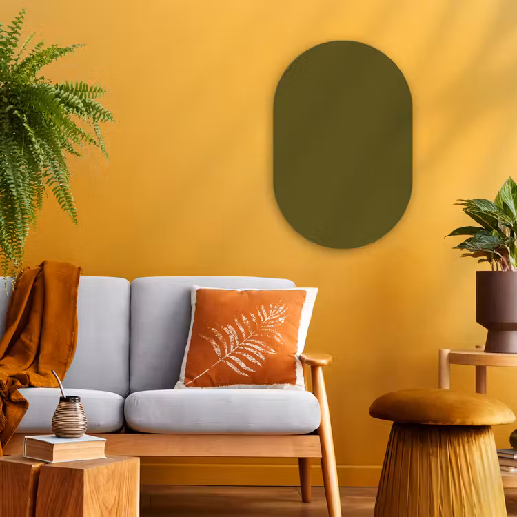 Dark - Olive - Groen Wandcirkel Ovaal Forex klein 630 -sfeer4