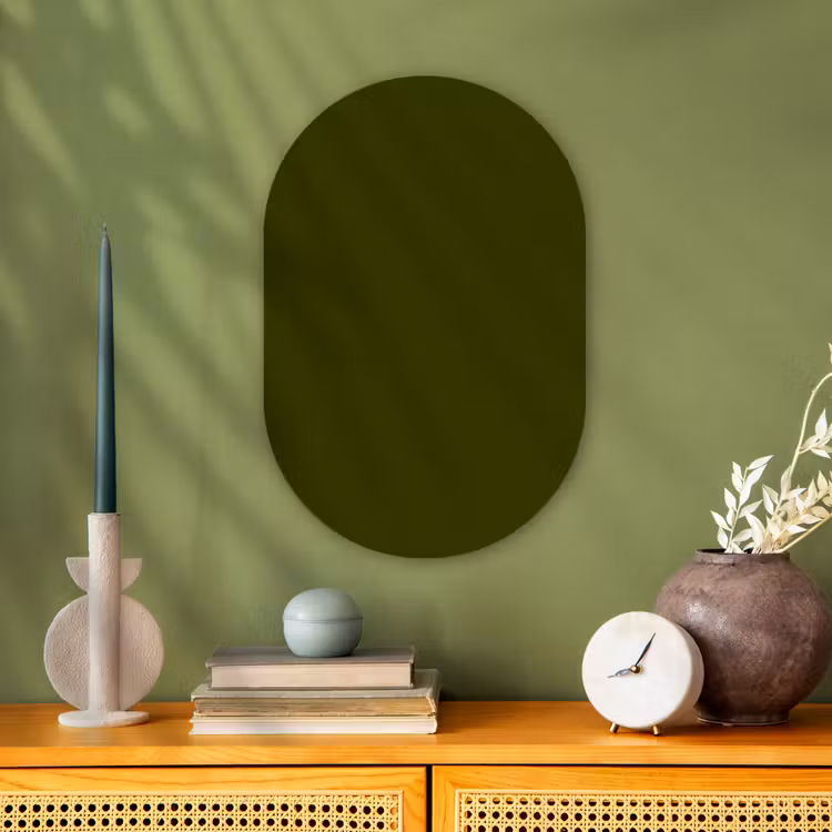 Dark - Olive - Groen Wandcirkel Ovaal Forex klein 630 -sfeer2