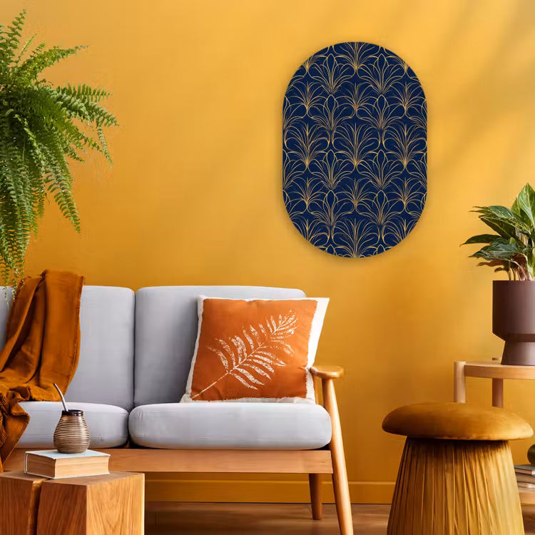 Deco - Waaier - Blauw Wandcirkel Ovaal Forex klein 630 -sfeer4