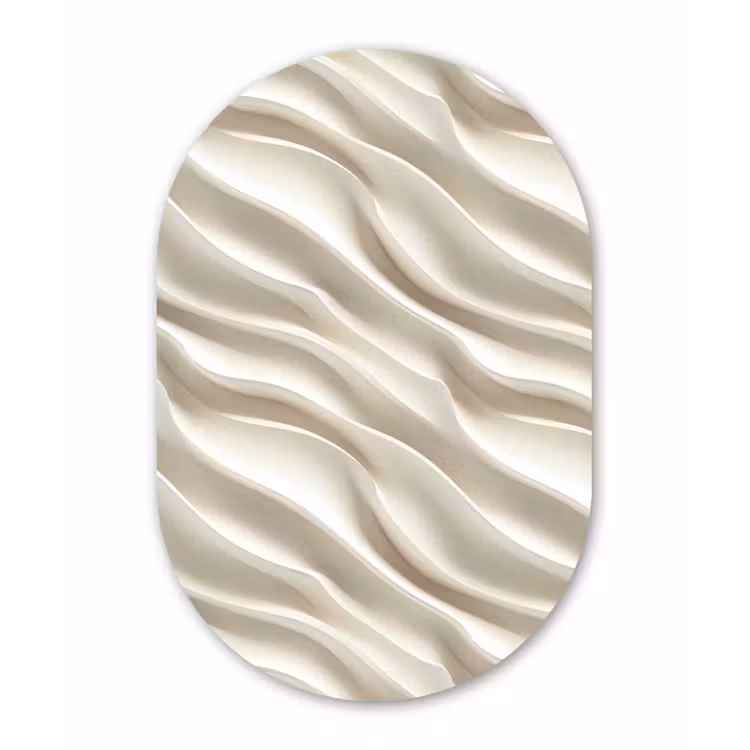 Diagonaal - Golven - Crème Wandcirkel Ovaal Forex klein 630 -3d