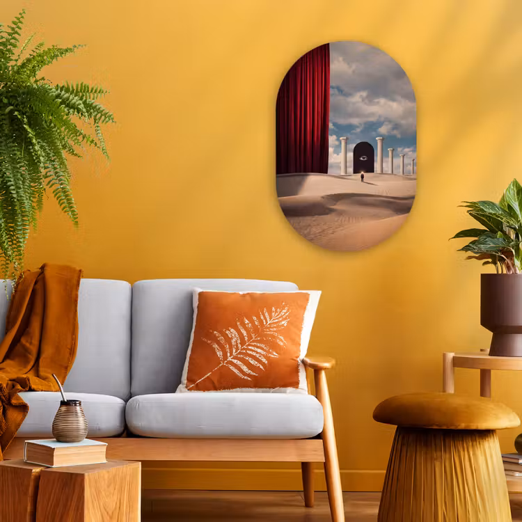 Oval - Plastic - Dream - Desert - Eye - Droom - Woestijn - Oog Wandcirkel Ovaal Forex klein