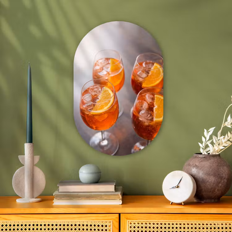 Drank - Sinaasappel - IJs - Zomer - Oranje Wandcirkel Ovaal Forex klein -sfeer2