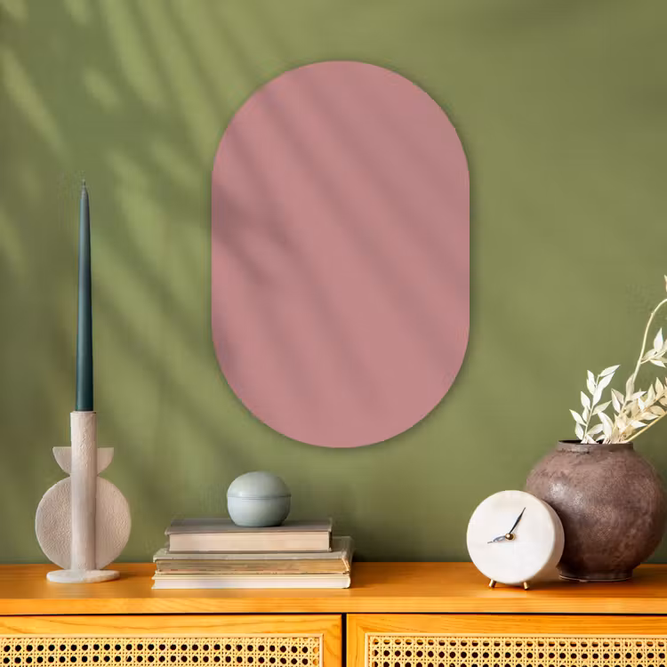 Dusty - Rose - Roze Wandcirkel Ovaal Forex klein 630 -sfeer2