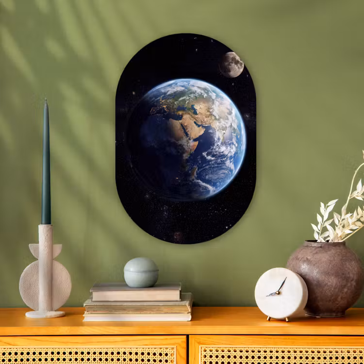 Aarde - Ruimte - Blauw - Groen Wandcirkel Ovaal Forex klein -sfeer2