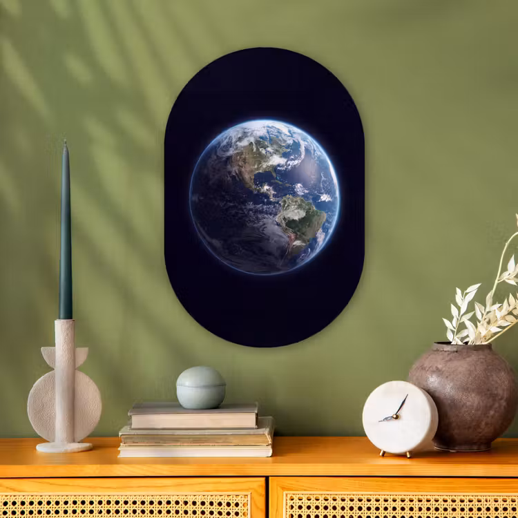 Oval - Plastic - Earth - Space - Cosmos - Aarde - Ruimte - Kosmos Wandcirkel Ovaal Forex klein