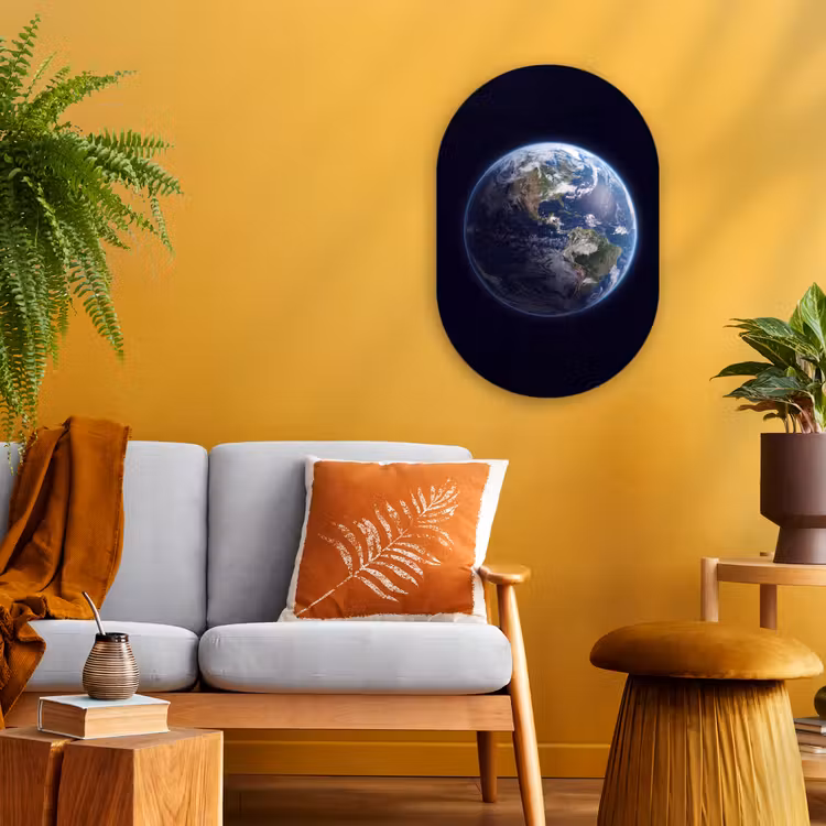 Oval - Plastic - Earth - Space - Cosmos - Aarde - Ruimte - Kosmos Wandcirkel Ovaal Forex klein