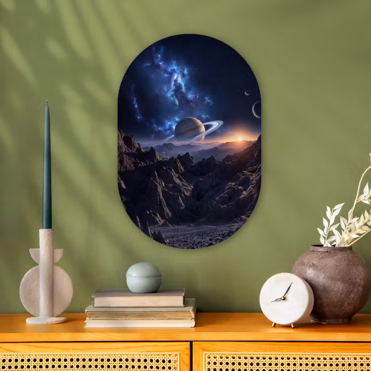Fantasy - Kosmos - Landschap Wandcirkel Ovaal Forex klein -sfeer2