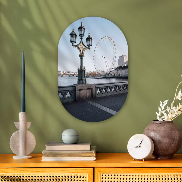 Reuzenrad - Londen - Stad - Architectuur - Brug Wandcirkel Ovaal Forex klein -sfeer2