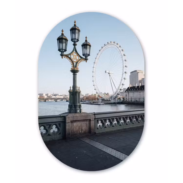 Reuzenrad - Londen - Stad - Architectuur - Brug Wandcirkel Ovaal Forex klein -3d