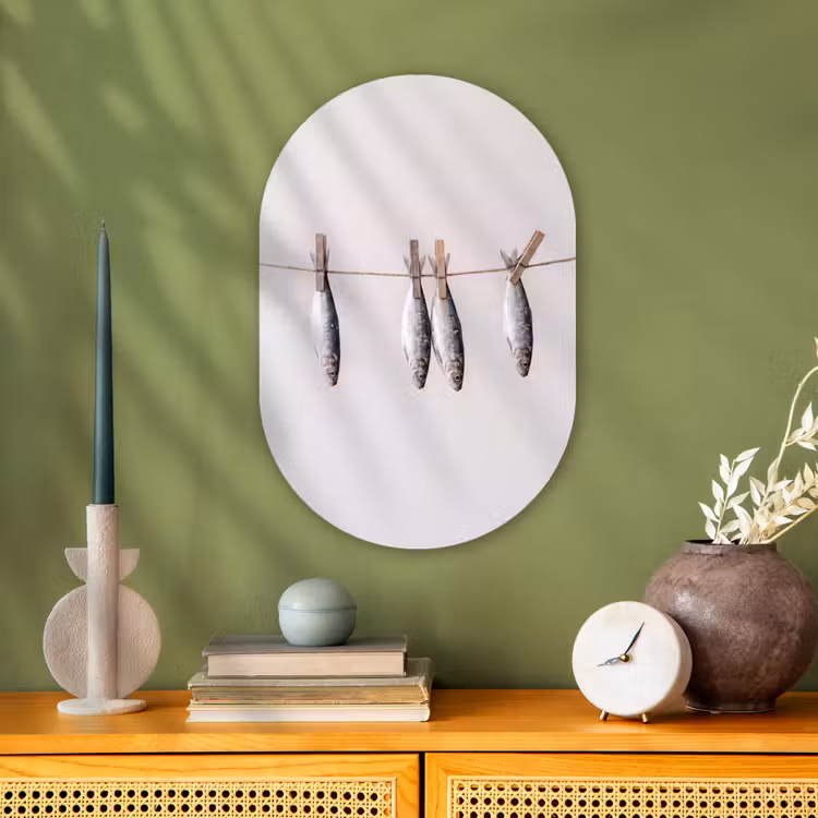 Oval - Plastic - Fish - Hanging - Food - Vis - Hangend - Eten Wandcirkel Ovaal Forex klein