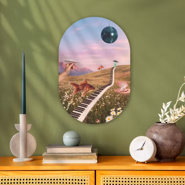 Oval - Plastic - Fish - Nature - Abstract - Vis - Natuur - Abstract Wandcirkel Ovaal Forex klein