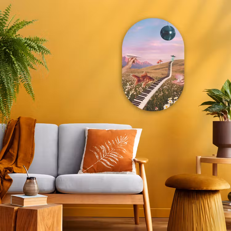 Oval - Plastic - Fish - Nature - Abstract - Vis - Natuur - Abstract Wandcirkel Ovaal Forex klein