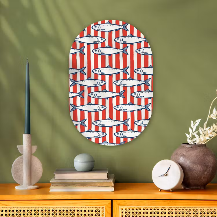 Vis - Patroon - Strepen - Illustratie - Rood Wandcirkel Ovaal Forex klein -sfeer2