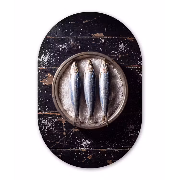 Oval - Plastic - Fish - Salt - Food - Vis - Zout - Eten Wandcirkel Ovaal Forex klein