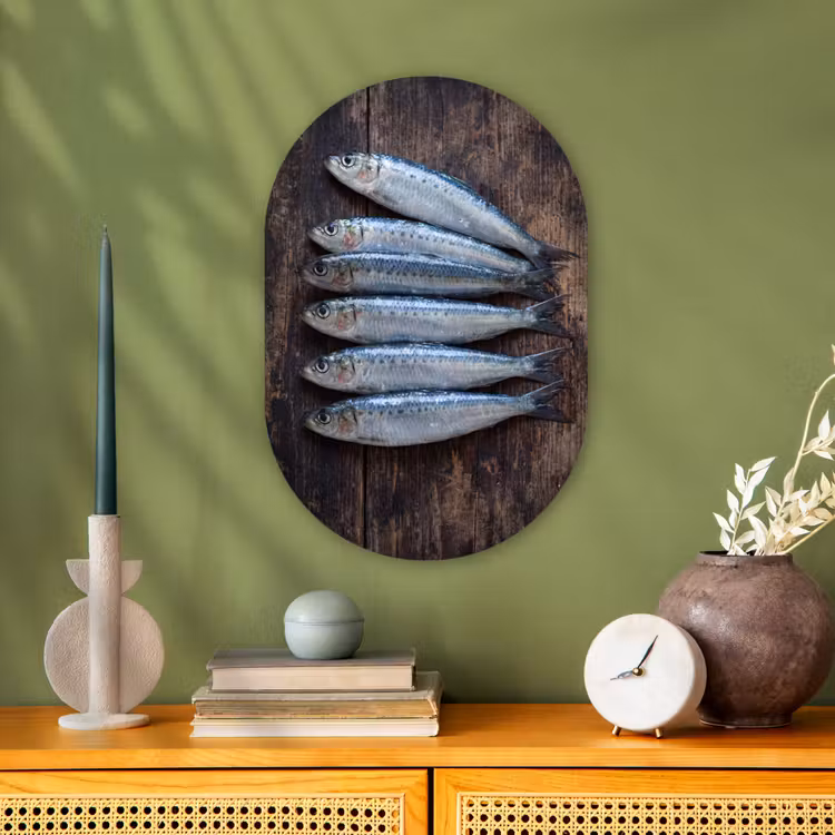 Oval - Plastic - Fish - Wood - Food - Vis - Hout - Eten Wandcirkel Ovaal Forex klein