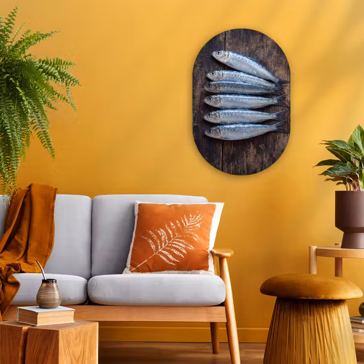 Oval - Plastic - Fish - Wood - Food - Vis - Hout - Eten Wandcirkel Ovaal Forex klein