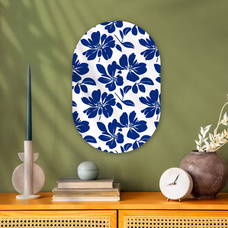 Floraal - Modern - Blauw Wandcirkel Ovaal Forex klein 630 -sfeer2