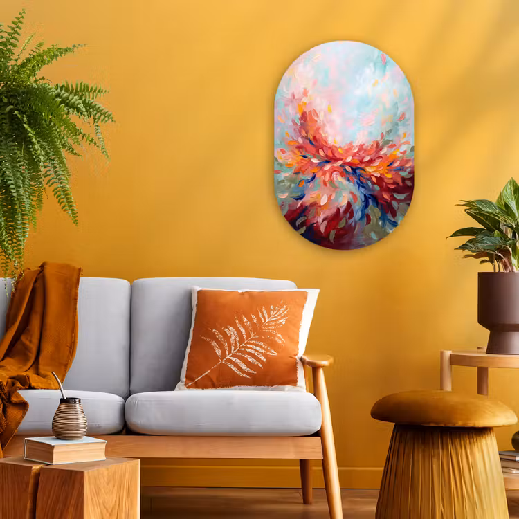 Bloemen - Abstract - Kunst - Modern Wandcirkel Ovaal Forex klein -sfeer4
