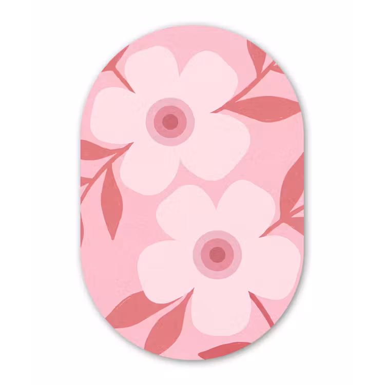 Bloemen - Abstract - Modern - Roze - Natuur Wandcirkel Ovaal Forex klein -3d