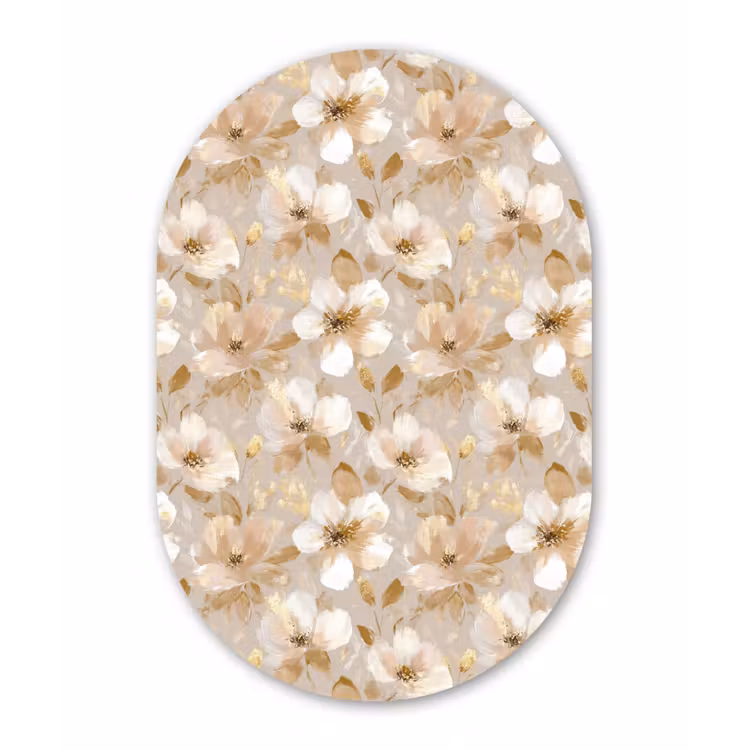 Bloemen - artistiek - Goud Wandcirkel Ovaal Forex klein 630 -3d