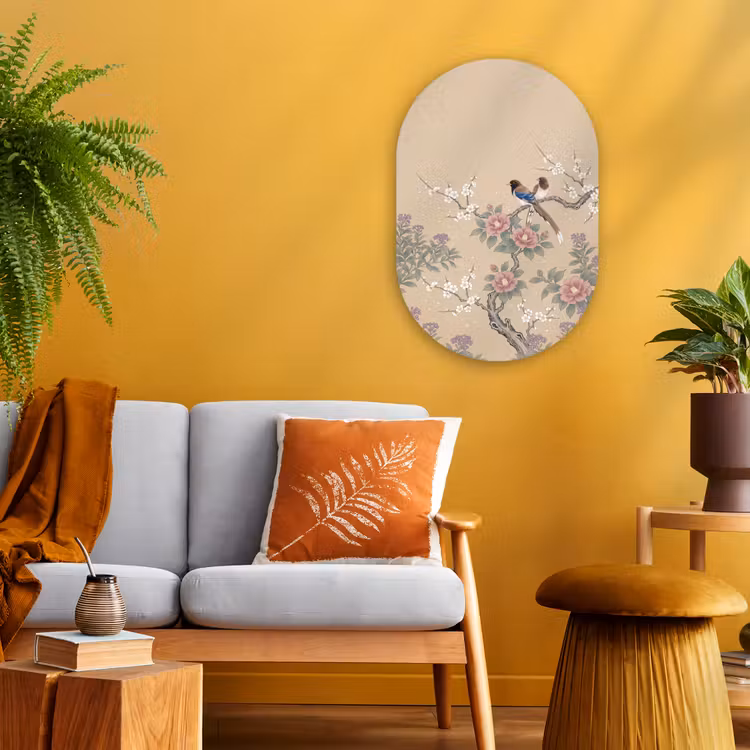Bloemen - Vogels - Bloemen Wandcirkel Ovaal Forex klein -sfeer4