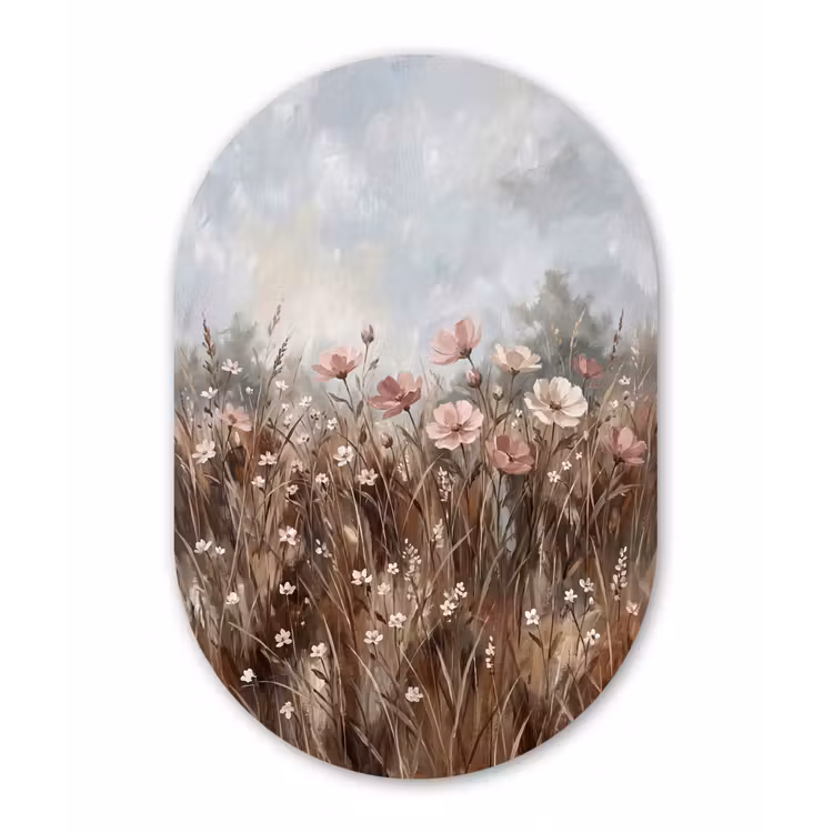 Bloemen - Botanisch - Schilderij - Pastel - Rustiek Wandcirkel Ovaal Forex klein -3d