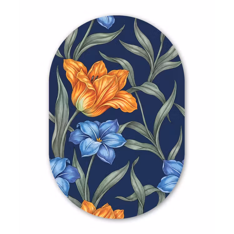 Oval - Plastic - Flowers - Botanical - Pattern - Bloemen - Botanisch - Patroon Wandcirkel Ovaal Forex klein