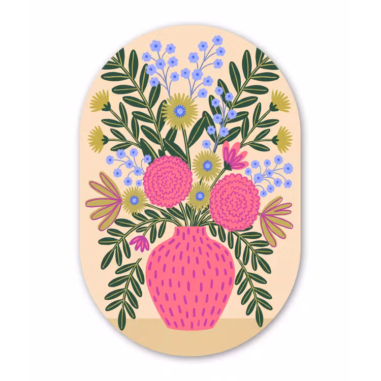 Bloemen - Boeket - Natuur - Abstract - Roze Wandcirkel Ovaal Forex klein -3d