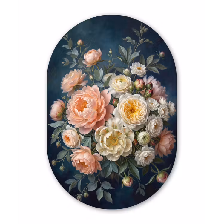 Bloemen - Boeket - Natuur - Klassiek - Kleurrijk Wandcirkel Ovaal Forex klein -3d