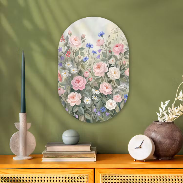 Bloemen - Tuin - Natuur - Kleurrijk Wandcirkel Ovaal Forex klein -sfeer2