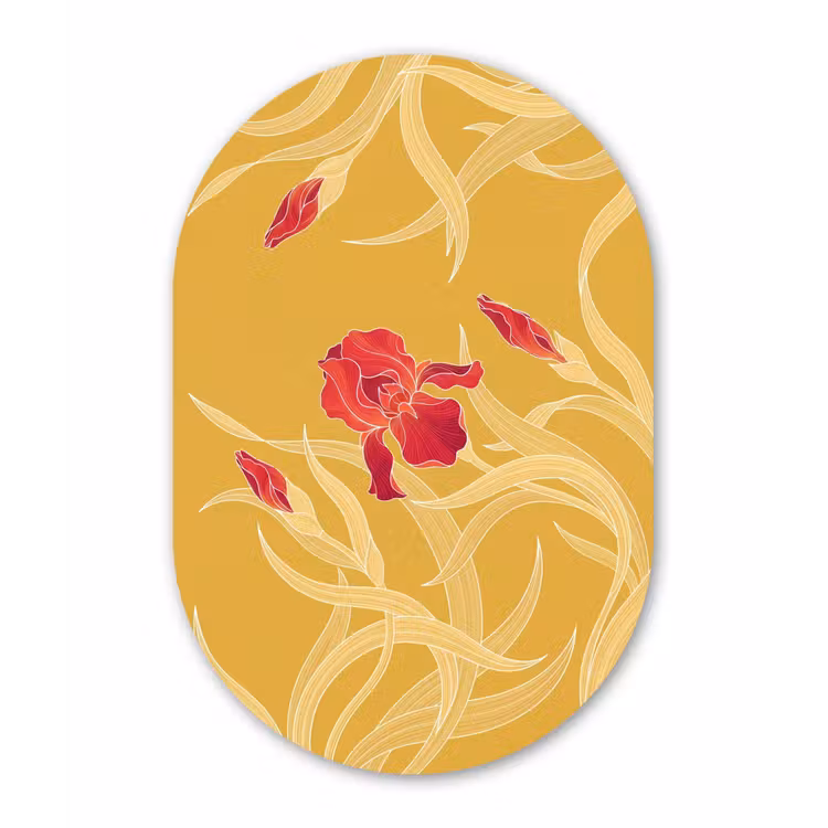 Oval - Plastic - Flowers - Illustration - Red - Bloemen - Illustratie - Rood Wandcirkel Ovaal Forex klein