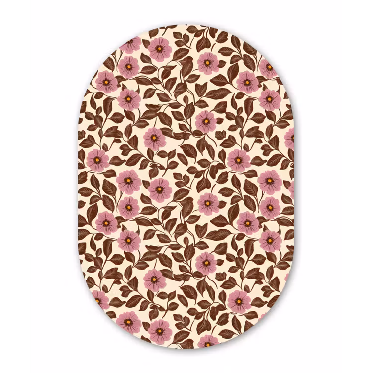 Bloemen - Bladeren - Kleurrijk Wandcirkel Ovaal Forex klein 630 -3d