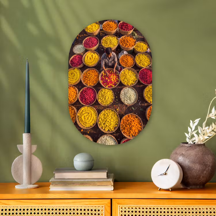 Oval - Plastic - Flowers - Market - Colorful - Bloemen - Markt - Kleurrijk Wandcirkel Ovaal Forex klein