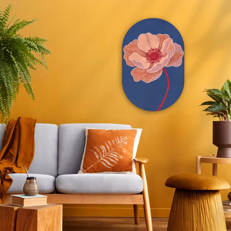 Oval - Plastic - Flowers - Modern - Abstract - Bloemen - Modern - Abstract Wandcirkel Ovaal Forex klein
